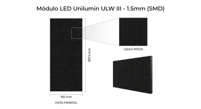 UNILUMIN MODULE 150X337.5 FOR CABINET ULW III 1.5 LED SDM 3IN1 SIZE: 600X337.5 MM BRIGHTNESS: 600 NITS REFRESH RATE 3840HZ MAINTENANCE FRONT (AUN2E4868)