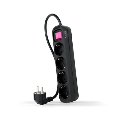 Regleta 4 tomas 1.4m con interruptor nanocable negro 4 tomas -  250v -  proteccion