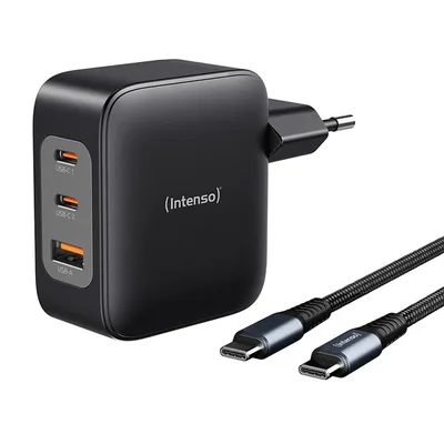 Cargador de pared intenso gan w100acc 20w 2x usb tipo c + 1x usb tipo a + cable usb tipo c