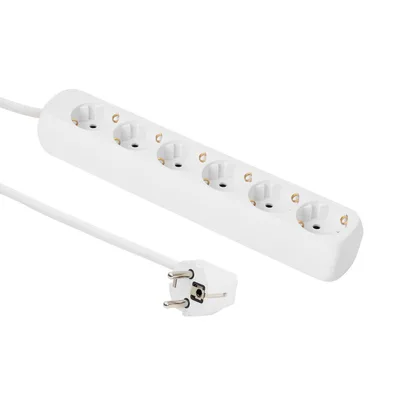 6-way Schuko Socket 5M White