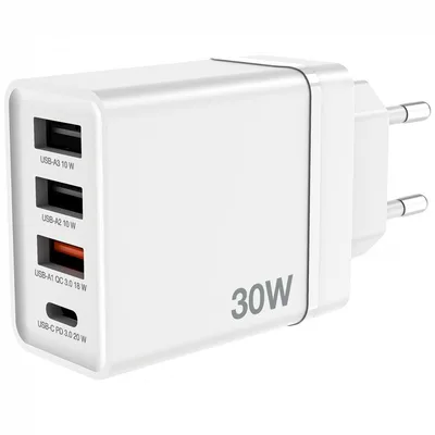 USB Wall Charger 30W, White