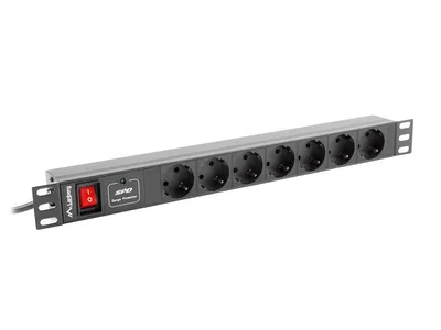 Regleta lanberg 1u 16a rack 19 7x socket negro 2m