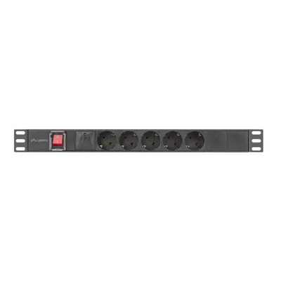 Regleta lanberg 1u 16a rack 19 pulgadas 5x socket schuko negro 2m