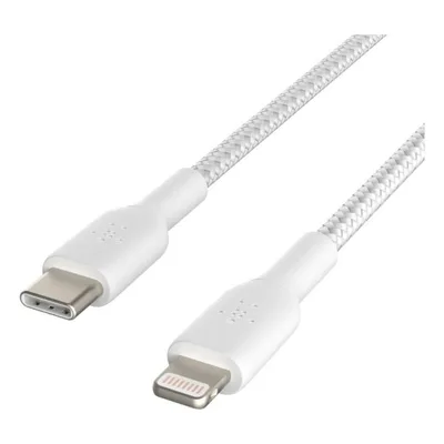 Cable lightning a usb tipo c belkin 2m -  macho - macho -  blanco trenzado
