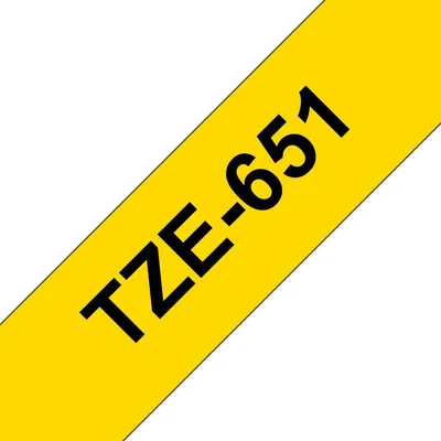 Cinta laminada brother tze651 texto negro sobre fondo amarillo