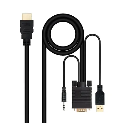 Cable conversor nanocable hdmi a vga+audio+usb - 1.8 m - negro