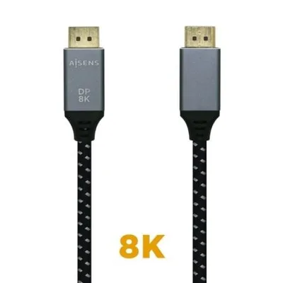 Cable DisplayPort 1.4 8K Aisens A149-0438/ DisplayPort Macho - DisplayPort Macho/ 3m/ Negro Gris