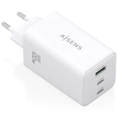 Cargador de Pared GaN Aisens ASCH-100W3P051-W/ 2xUSB Tipo-C/ 1xUSB/ 100W