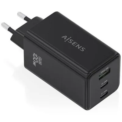 Cargador de Pared GaN Aisens ASCH-100W3P052-BK/ 2xUSB Tipo-C/ 1xUSB/ 100W