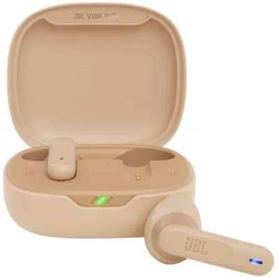 Auriculares Bluetooth JBL Vibe Flex con estuche de carga/ Autonomía 8h/ Beige