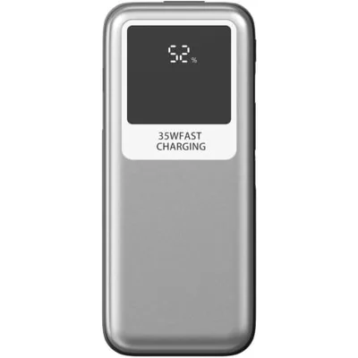 Powerbank 10000mAh Leotec LEPOW35W10S/ 35W/ Plata y Gris/ Incluye Cable USB Tipo-C y Lightning