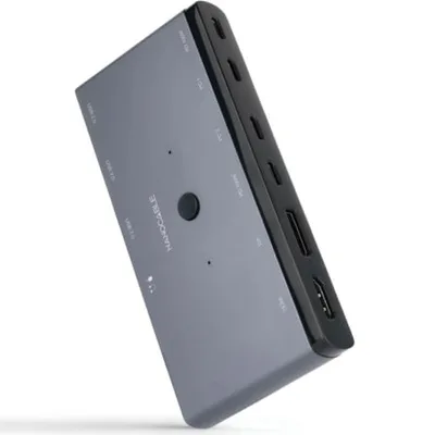 Switch Conmutador 8K Nanocable 10.12.0003/ 1x HDMI/ 1x DisplayPort/ 3x USB/ 2x USB Tipo-C/ 1x Jack 3.5mm/ 2x USB Tipo-C PD