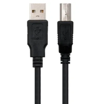 Cable USB 2.0 Impresora Nanocable 10.01.0102/ USB Tipo-B Macho - USB Macho/ 1m/ Negro