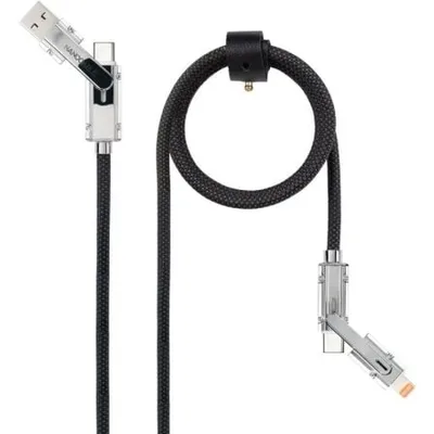 Cable USB 2.0 Tipo-C Nanocable 10.01.2602/ USB Tipo-C Macho + USB Macho - USB Tipo-C Macho + Lightning Macho/ Hasta 27W/ 480Mbps/ 2m/ Negro