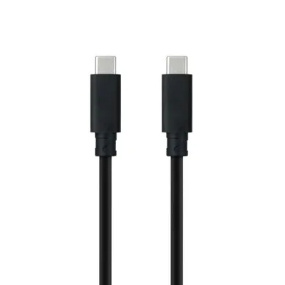 Cable USB 3.1 Tipo-C Nanocable 10.01.4101-L150/ USB Tipo-C Macho - USB Tipo-C Macho/ Hasta 100W/ 10Gbps/ 1.5m/ Negro