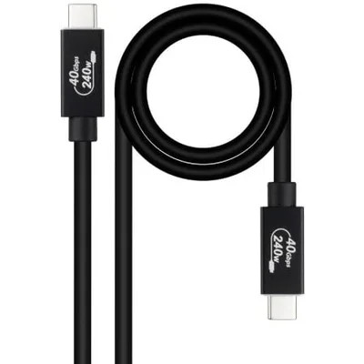 Cable USB 4.0 Nanocable 10.01.5002/ USB Tipo-C Macho - USB Tipo-C Macho/ Hasta 240W/ 40Gbps/ 1.8m/ Negro