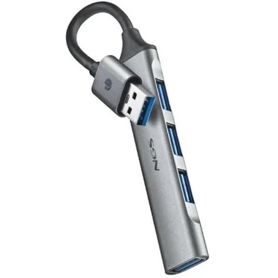 Hub USB NGS IHUB4 Micro/ 4xUSB/ Gris