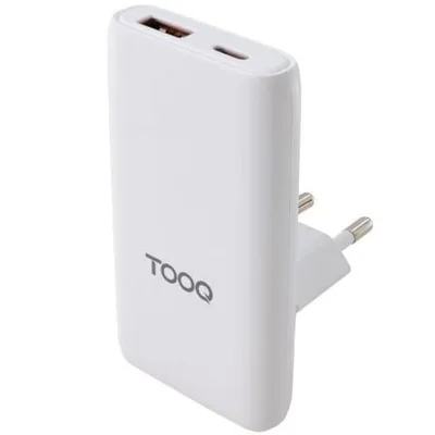 Cargador de Pared Universal GaN para Viaje TooQ TQWC-GANSL65W1A1C/ 1xUSB Tipo-C/ 1xUSB/ 65W