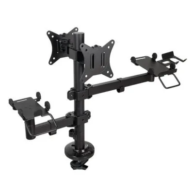 Soporte de Mesa para 2 Monitores, TPV, Impresora, Términal y Lector TooQ TQPM0002/ Giratorio/ Inclinable/ hasta 9kg