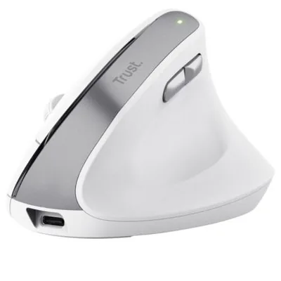 Ratón Vertical Inalámbrico Trust Bayo II/ Batería recargable/ Hasta 2400 DPI/ Blanco