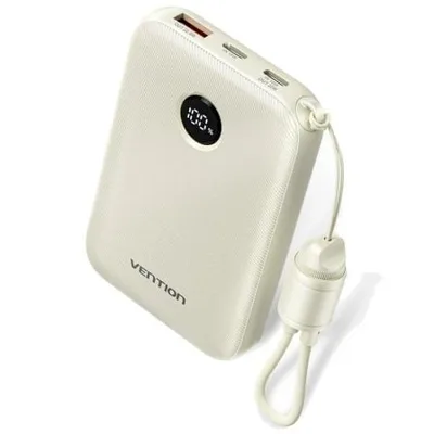 Powerbank 10000mAh Vention FKAN0-C/ 22.5W/ Gris/ Incluye Cable USB Tipo-C