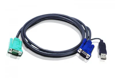 ATEN Cable KVM USB con SPHD 3 en 1 de 3 m - 3 m - VGA - Negro - HD-15 - USB A - SPHD-15 - Macho/Macho