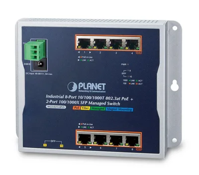 PLANET WGS-4215-8P2S switch Gestionado Gigabit Ethernet (10/100/1000) Energía sobre Ethernet (PoE) Negro