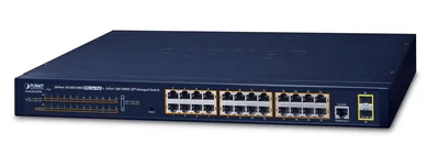 PLANET GS-4210-24P2S switch Gestionado L2/L4 Gigabit Ethernet (10/100/1000) Energía sobre Ethernet (PoE) 1U Azul