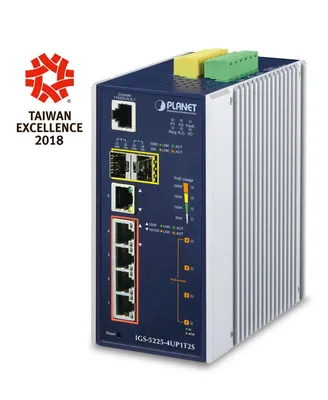 PLANET IGS-5225-4UP1T2S switch Gestionado L2+ Gigabit Ethernet (10/100/1000) Energía sobre Ethernet (PoE) Azul, Plata