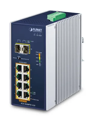 PLANET IP30 Ind 8-P 10/100/1000T No administrado Gigabit Ethernet (10/100/1000) Energía sobre Ethernet (PoE) Azul, Blanco