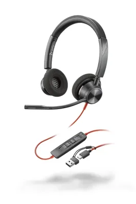 HP Poly Blackwire 3320 Stereo Microsoft Teams Certified USB-C Headset +USB-C/A Adapter Alámbrico Diadema Negro