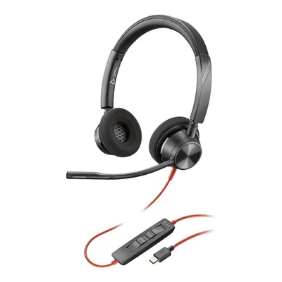 HP Poly Blackwire 3320 Stereo USB-C Headset +USB-C/A Adapter Alámbrico Diadema Oficina/Centro de llamadas USB Tipo C Negro