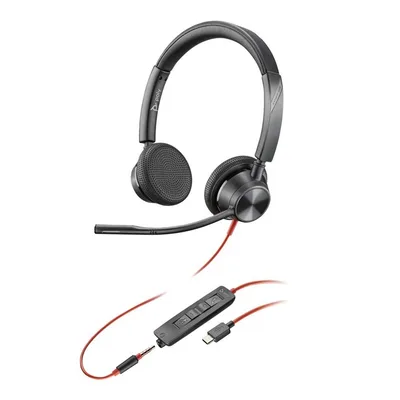 HP Poly Blackwire 3325 Stereo USB-C Headset +3.5mm Plug +USB-C/A Adapter Alámbrico Diadema Oficina/Centro de llamadas USB Tipo C Negro