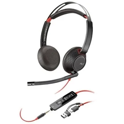 HP Poly Blackwire 5220 Stereo USB-C Headset +3.5mm Plug +USB-C/A Adapter (Bulk) Alámbrico Diadema Llamadas/Música USB Tipo C Negro