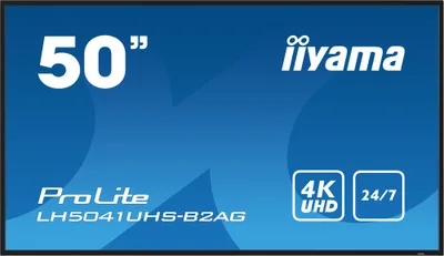 iiyama LH5041UHS-B2AG pantalla de señalización Pantalla plana para señalización digital 127 cm (50") LCD 500 cd / m² 4K Ultra HD Negro 24/7