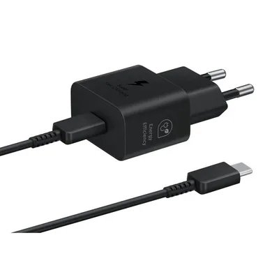 Adaptador de corriente USB-C de 25W de Samsung con cable, negro