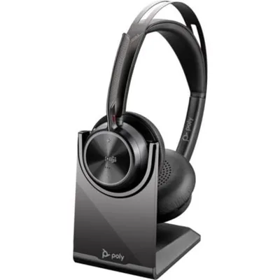 Poly Voyager Focus 2 Microsoft Teams Certified USB-C-C Headset +USB-C/A Adapter +Charging Stand Inalámbrico Diadema Oficina/Centro de llamadas Bluetooth Negro