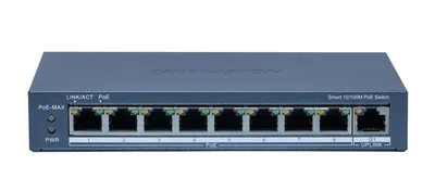 Hikvision DS-3E1309P-EI(B) Interruptor POE inteligente de 8 puertos Fast Ethernet