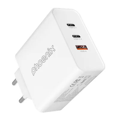 Cargador tipo c 65w gan phoenix universal para portatil tablet o smartphone carga rapida