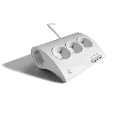 Regleta de escritorio ewent 5 tomas de corriente -  2 puertos usb -  blanco