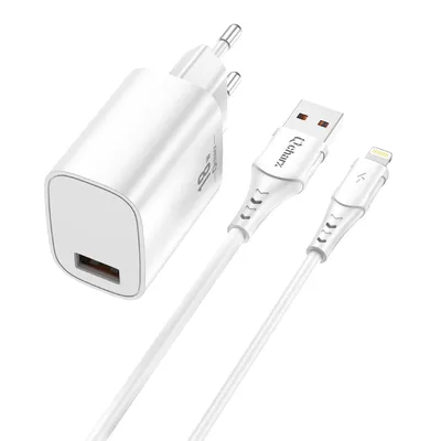 Kit cargador qcharx artemisia 3a 18w + cable usb lightning  blanco
