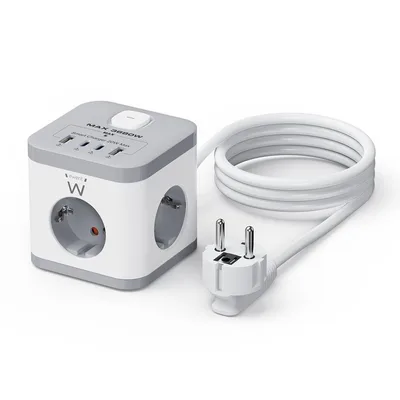 Regleta sobremesa ewent ew3863 3x schuko -  2x usb tipo a -  2x usb tipo b