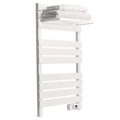 Yoevu -  kit radiador toallero 500 | 1500 w mas repisa extra con ganchos -  color blanco