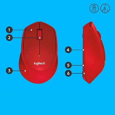 Mouse raton logitech m330 optico wireless inalambrico silent plus rojo