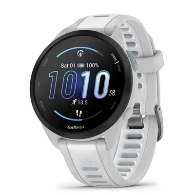 Smartwatch garmin forerunner 165 43mm blanco reloj inteligente para correr con gps - pantalla táctil amoled - métricas optimizadas - planes de entrenamiento - pay - autónomía de 11 días