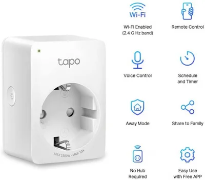 Enchufe inteligente wifi tapo p100 2.4ghz pack 2 unidades tp - link