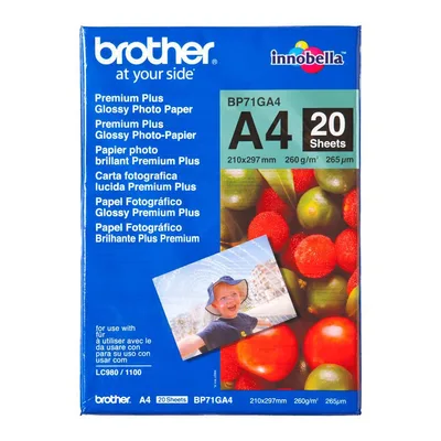 Papel foto brother premium plus lbp71ga4 20 hojas dcp - 165c dcp - 195c dcp - 375cw dcp - 385c mfc - 295cn