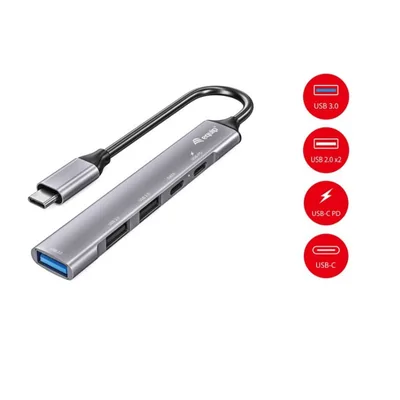 Hub usb tipo c 3.2 equip life 1 x usb 3.2 - 2 x usb 2.0 - 2 x usb tipo c - 100w - aluminio
