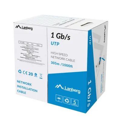 Bobina 1gb - s lanberg u - utp rj45 solido cca awg23 305m  azul