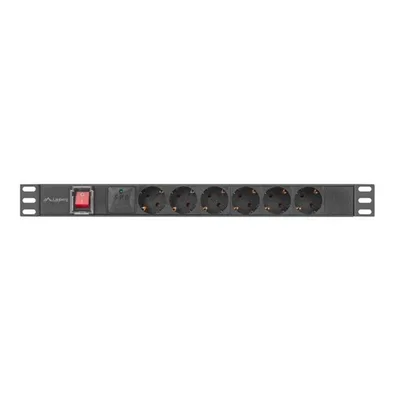 Regleta lanberg 1u 16a rack 19 pulgadas 6x socket schuko negro 2m